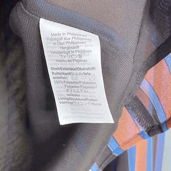 Madewell Sheer Sleeve Top in Academy Stripe Small Black Blue Green Copper Blouse - Picture 7 of 10